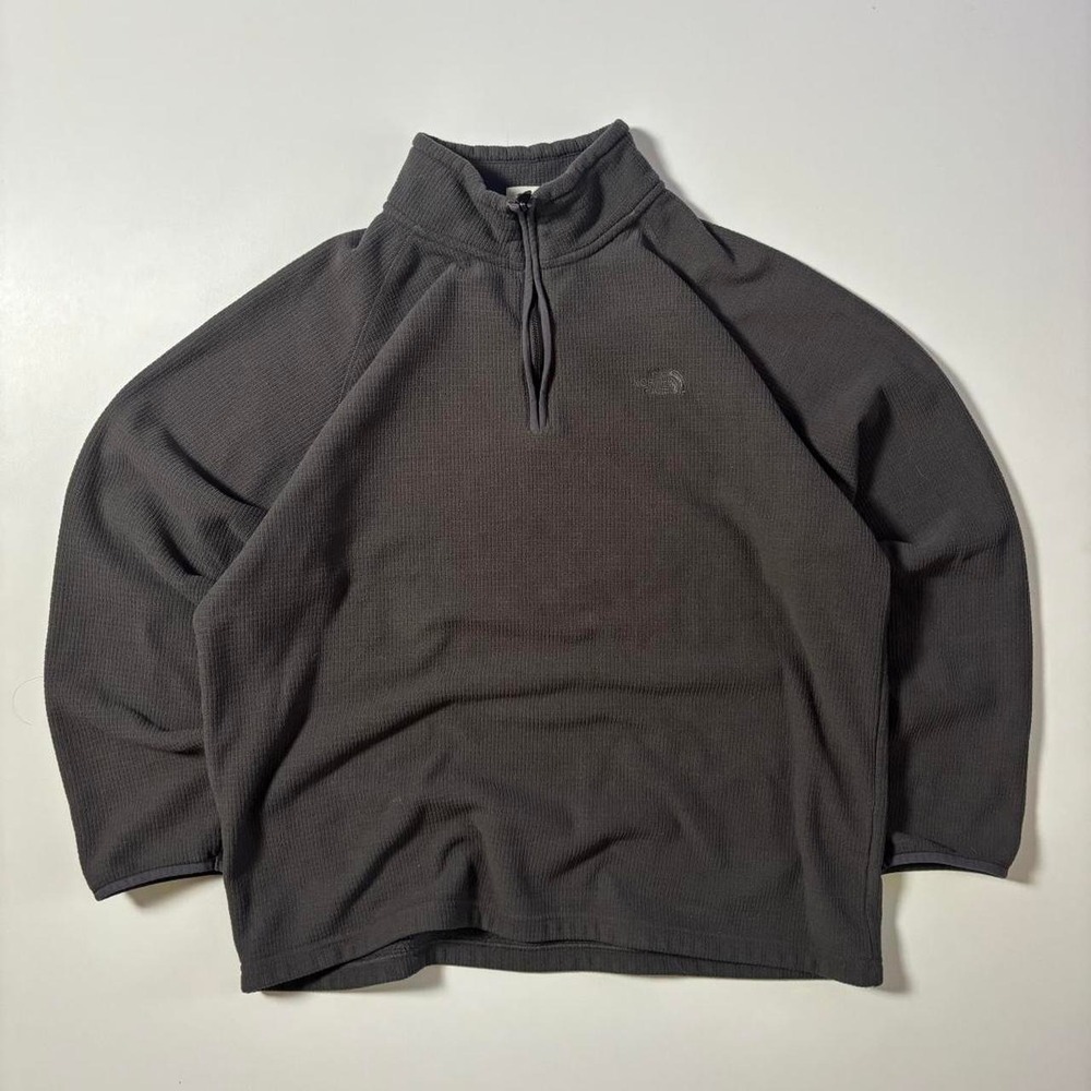 Grey The North Face Waffle Quarter Zip Pullover - XL